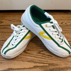 Tretorn White Sneakers with Green and Yellow Details